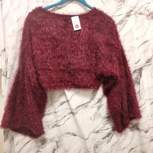 Crop Top feather sweater size xl burgundy